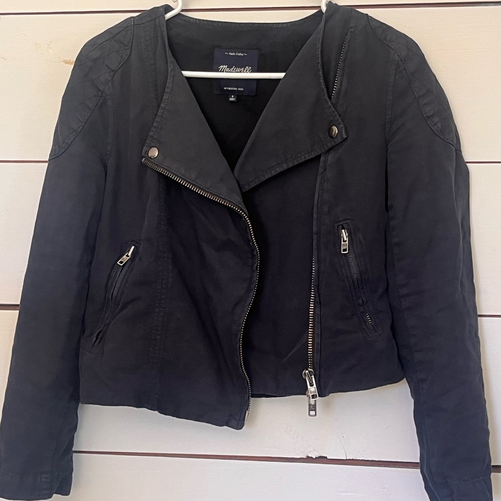 Madewell Black Moto Jacket Asymmetrical Zipper